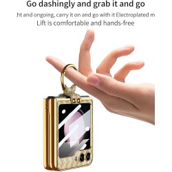 Θήκη Electroplated Weaving with Ring Samsung Galaxy Z Flip5 5G SM-F731 Champagne Gold Θήκη Electroplated Weaving with Ring Samsung Galaxy Z Flip5 5G SM-F731 Champagne Gold