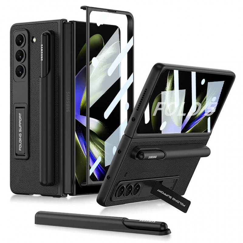 Θήκη Leather Kickstand with Pen Slot Samsung Galaxy Z Fold5 5G SM-F946 Black