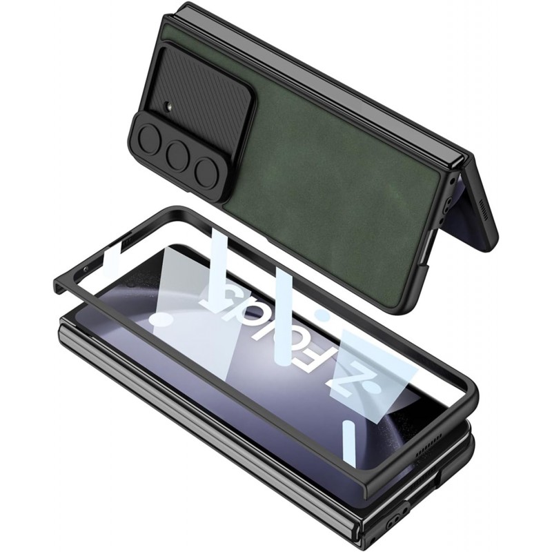Θήκη Glass +PU Leather with Sliding Window & Pen Slot Samsung Galaxy Z Fold5 5G SM-F946 Green
