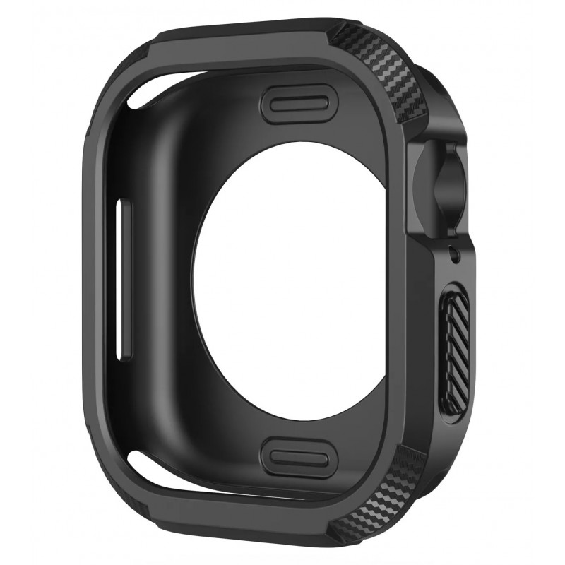 Θήκη Carbon Hard Silicone Screen Cover Apple Watch 10 (42mm) Black