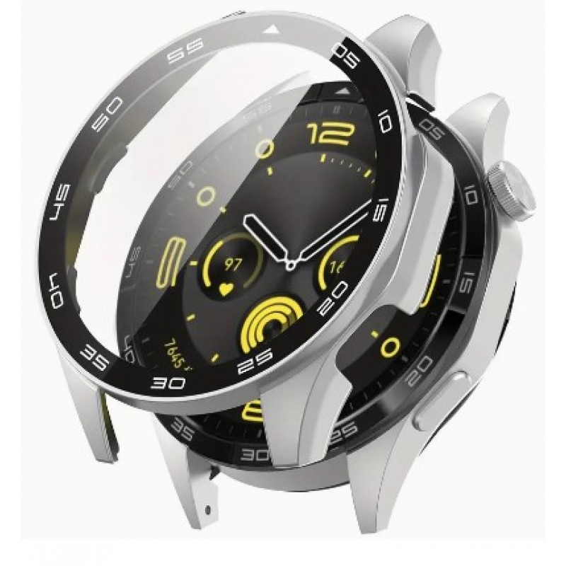Θήκη PC Full Glass Screen Protector with Scale Huawei Watch GT 5 Pro (46mm) Silver