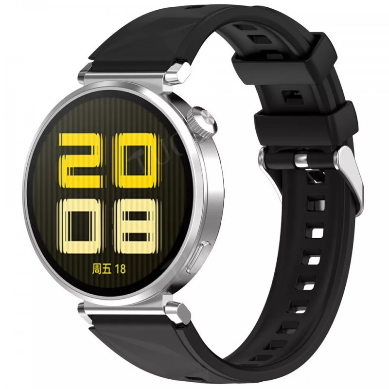 Ανταλλακτικό λουράκι QuickFit Silver Buckle Black για Huawei Watch GT4 (41mm)  / Huawei Watch GT  5 (41MM)  / GT 5 Pro / Honor S1 (18mm)