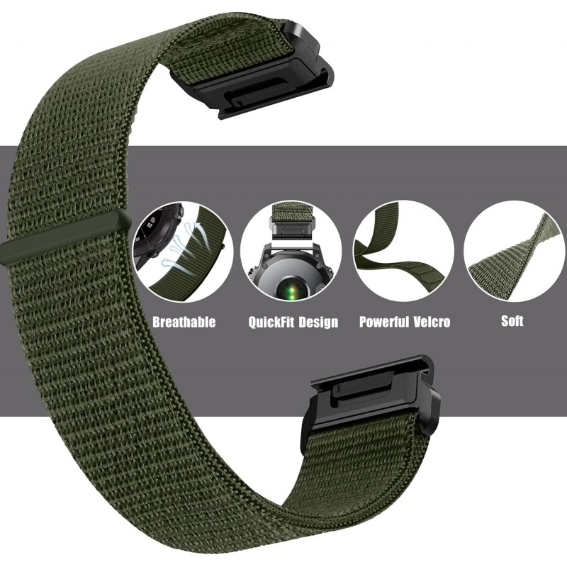 Ανταλλακτικό λουράκι Velcro Sport Band για Garmin Fenix 3/5x/3HR/5X Plus/6x/6x Pro/7x / 8 (51mm) Green(26mm)