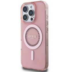 Θήκη Guess IML Rhinestones Ring MagSafe Case Apple iPhone 16 Pro Max (6.9") Pink