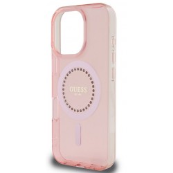 Θήκη Guess IML Rhinestones Ring MagSafe Case Apple iPhone 16 Pro Max (6.9") Pink