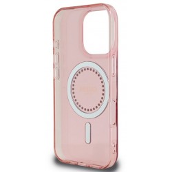 Θήκη Guess IML Rhinestones Ring MagSafe Case Apple iPhone 16 Pro Max (6.9") Pink
