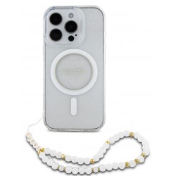 Θήκη Guess IML Glitter Beads Strap MagSafe Case Apple iPhone 16 Pro Max (6.9") Transparent