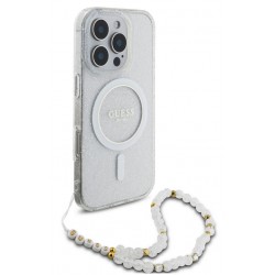 Θήκη Guess IML Glitter Beads Strap MagSafe Case Apple iPhone 16 Pro Max (6.9") Transparent