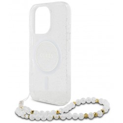 Θήκη Guess IML Glitter Beads Strap MagSafe Case Apple iPhone 16 Pro Max (6.9") Transparent