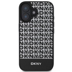 Θήκη DKNY PU Leather Repeat Pattern Bottom Stripe MagSafe Case for Apple iPhone 16 Plus (6.7") Black