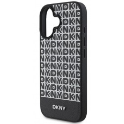 Θήκη DKNY PU Leather Repeat Pattern Bottom Stripe MagSafe Case for Apple iPhone 16 Plus (6.7") Black