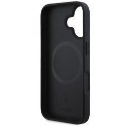 Θήκη DKNY PU Leather Repeat Pattern Bottom Stripe MagSafe Case for Apple iPhone 16 Plus (6.7") Black