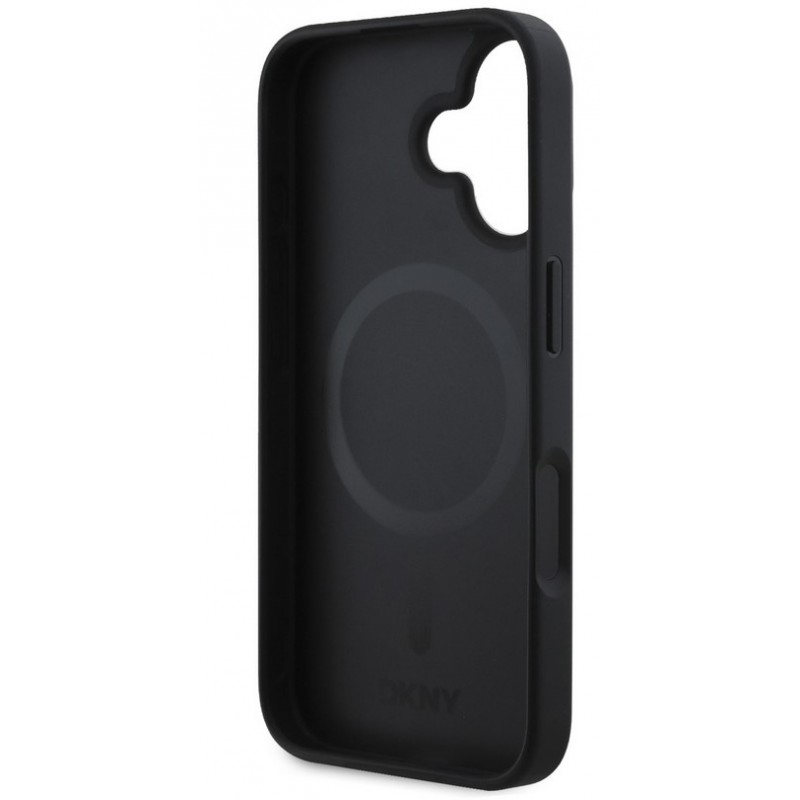 Θήκη DKNY PU Leather Repeat Pattern Bottom Stripe MagSafe Case for Apple iPhone 16 Plus (6.7") Black