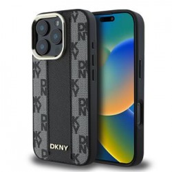 Θήκη DKNY PU Leather Checkered Pattern Magsafe Case for Apple iPhone 16 Pro Max (6.9") Black