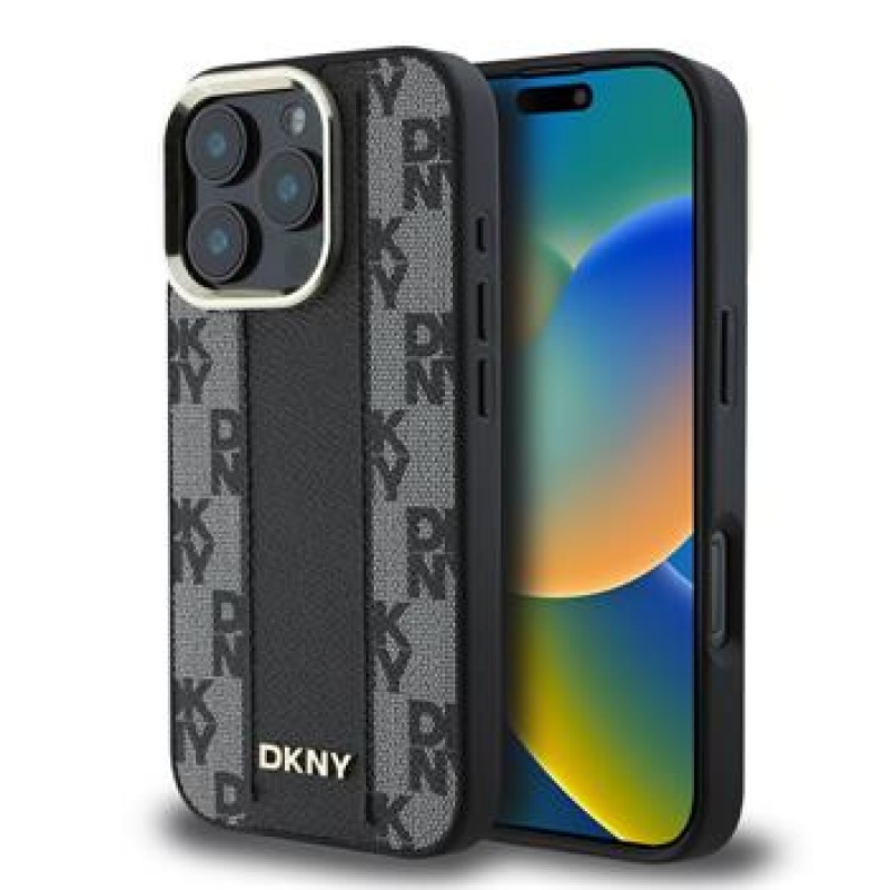 Θήκη DKNY PU Leather Checkered Pattern Magsafe Case for Apple iPhone 16 Pro Max (6.9") Black