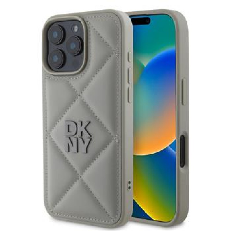 Θήκη DKNY PU Leather Quilted Stack Logo Case for Apple iPhone 16 Pro Max (6.9") Grey