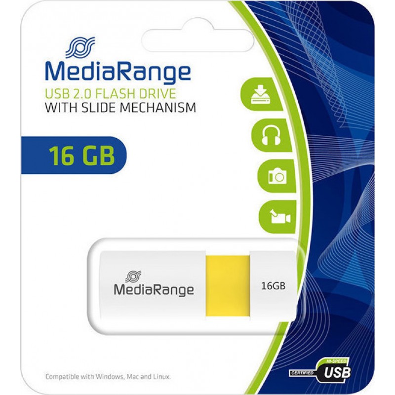 MediaRange Flash Drive MR972 16GB USB 2.0 Color Edition Yellow