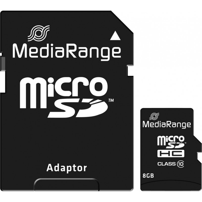 Κάρτα μνήμης MediaRange Micro SDHC Class 10 With SD Adaptor 8 GB (High Capacity) (MR957) 