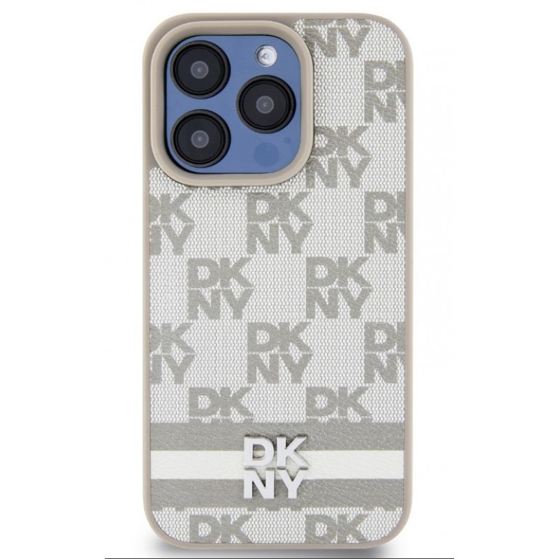 Θήκη DKNY PU Leather Checkered Pattern Magsafe Case for iPhone 13 Pro (6.1") Beige