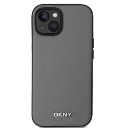 Θήκη DKNY PU Leather Silver Metal Logo Magsafe Case for iPhone 13 (6.1") Grey