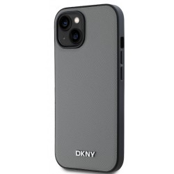 Θήκη DKNY PU Leather Silver Metal Logo Magsafe Case for iPhone 13 (6.1") Grey