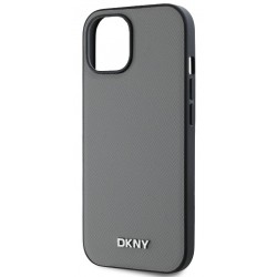 Θήκη DKNY PU Leather Silver Metal Logo Magsafe Case for iPhone 13 (6.1") Grey