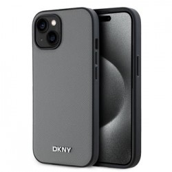 Θήκη DKNY PU Leather Silver Metal Logo Magsafe Case for iPhone 13 (6.1") Grey