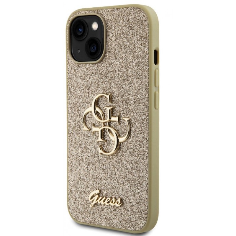 Θήκη Guess PU Fixed Glitter 4G Metal Logo Case for iPhone 13 (6.1") Gold