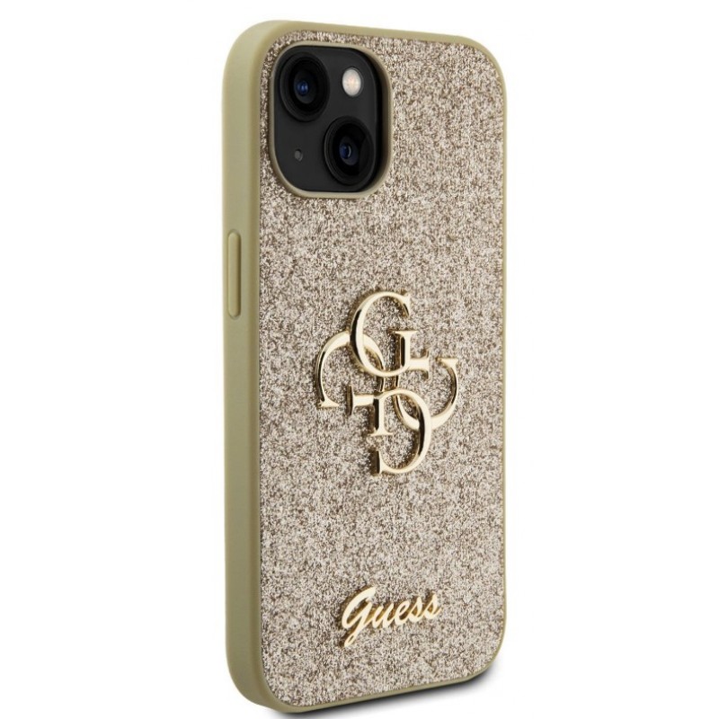 Θήκη Guess PU Fixed Glitter 4G Metal Logo Case for iPhone 13 (6.1") Gold
