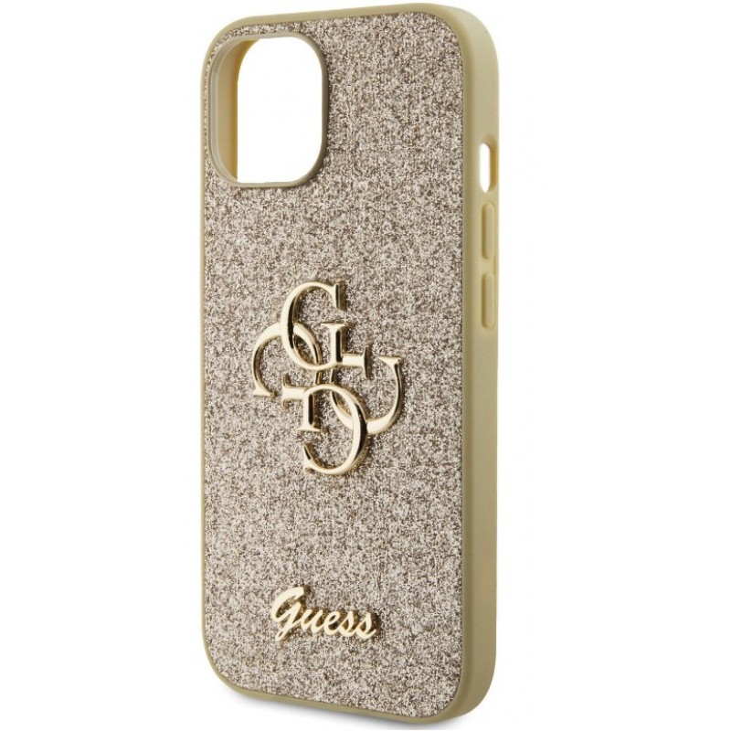 Θήκη Guess PU Fixed Glitter 4G Metal Logo Case for iPhone 13 (6.1") Gold