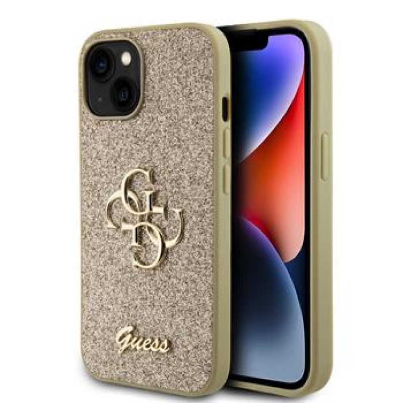 Θήκη Guess PU Fixed Glitter 4G Metal Logo Case for iPhone 13 (6.1") Gold