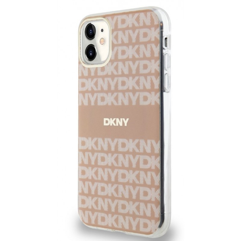 Θήκη DKNY PC/TPU Repeat Pattern Tonal Stripe Magsafe Case for iPhone 11 (6.1") Pink