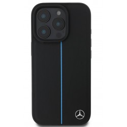 Θήκη Mercedes Leather Blue Stripe MagSafe Case Apple iPhone 16 Pro Max (6.9") Black