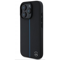 Θήκη Mercedes Leather Blue Stripe MagSafe Case Apple iPhone 16 Pro Max (6.9") Black