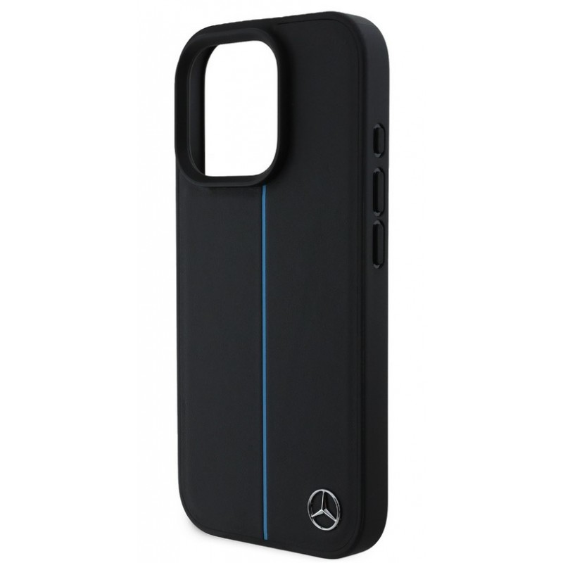 Θήκη Mercedes Leather Blue Stripe MagSafe Case Apple iPhone 16 Pro Max (6.9") Black