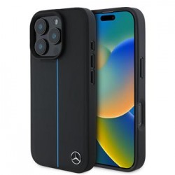 Θήκη Mercedes Leather Blue Stripe MagSafe Case Apple iPhone 16 Pro Max (6.9") Black