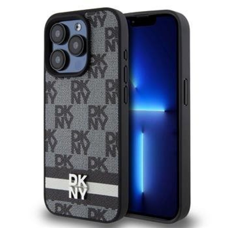 Θήκη DKNY PU Leather Checkered Pattern and Stripe Case for iPhone 13 Pro (6.1") Black