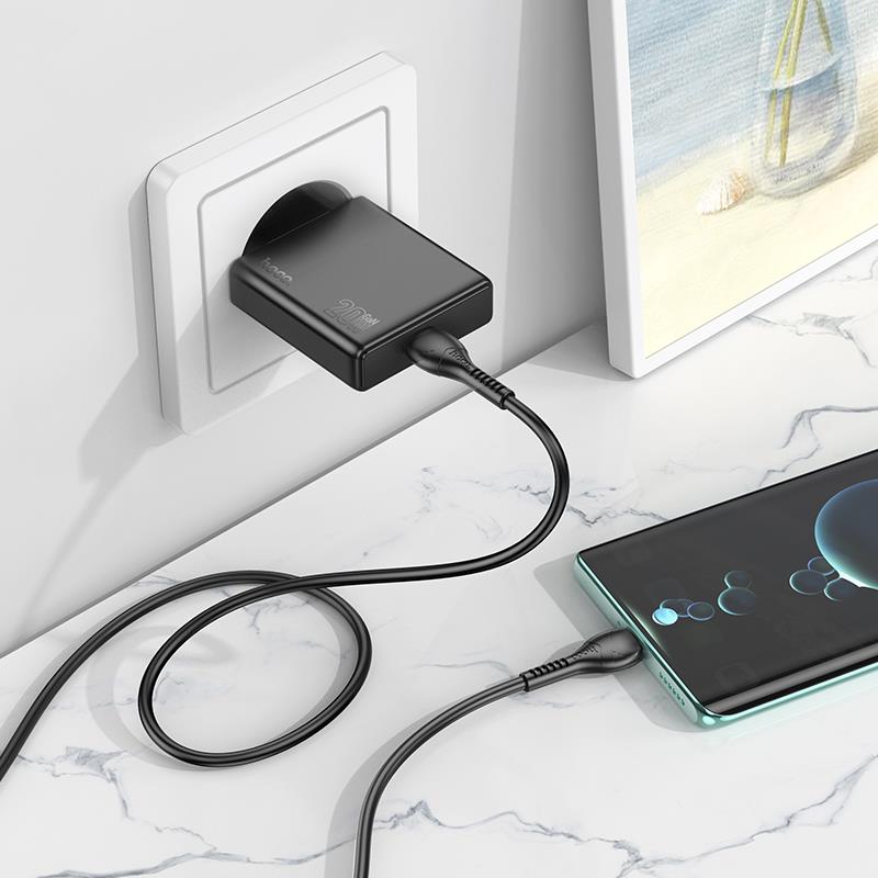 Φορτιστής Ταξιδιού Hoco N37 Delgado USB-C Black Φορτιστής Ταξιδιού Hoco N37 Delgado USB-C Black