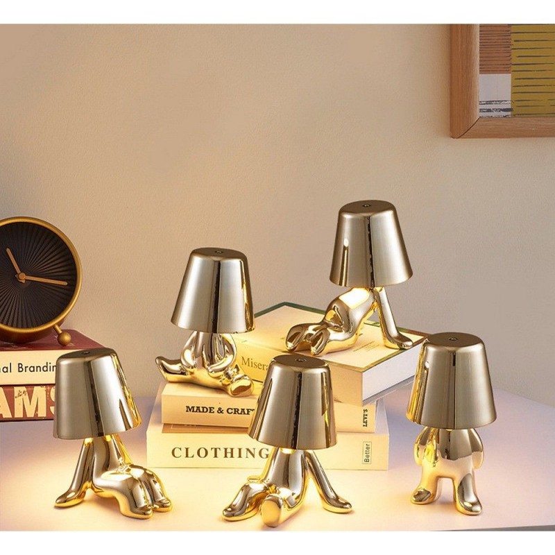 Επιτραπέζιο Φωτιστικό Table Lamp Bedside LED 3D Gold Man Art Deco Gold