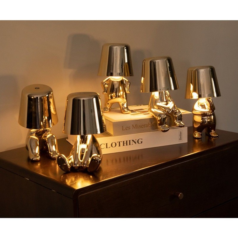 Επιτραπέζιο Φωτιστικό Table Lamp Bedside LED 3D Gold Man Art Deco Gold