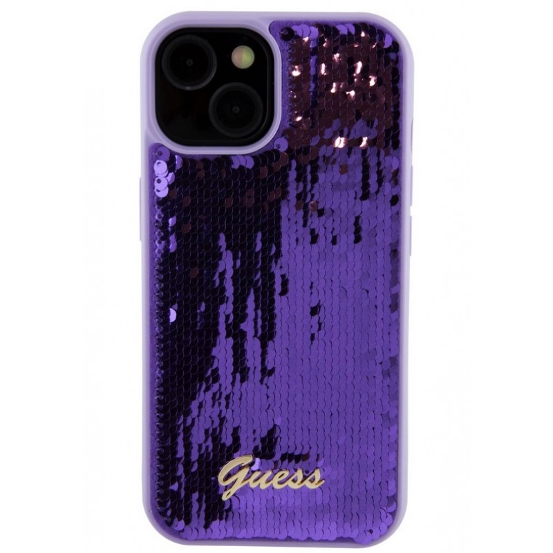 Θήκη Guess Sequin Script Logo Case Apple iPhone 15 Plus (6.7") Purple