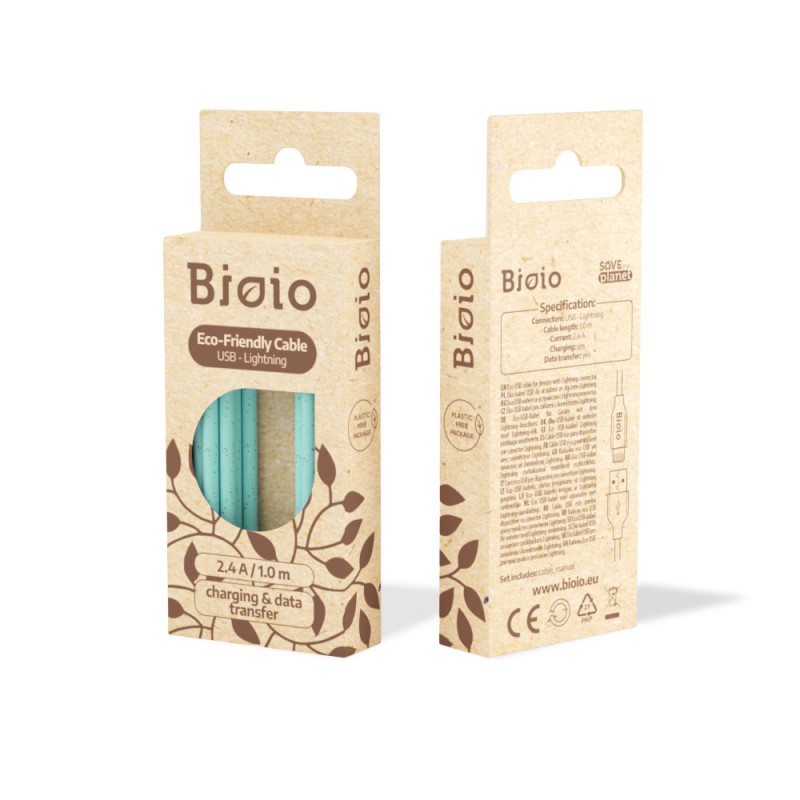 Καλώδιο Bioio USB to Lightning USB 2.4A 1m Blue