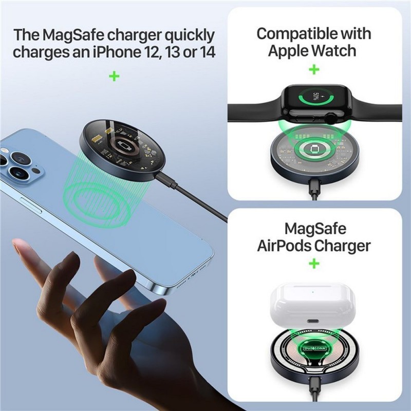 Ασύρματος Φορτιστής Duzzona W13 Magnetic Wireless Charger 15W Black Ασύρματος Φορτιστής Duzzona W13 Magnetic Wireless Charger 15W Black