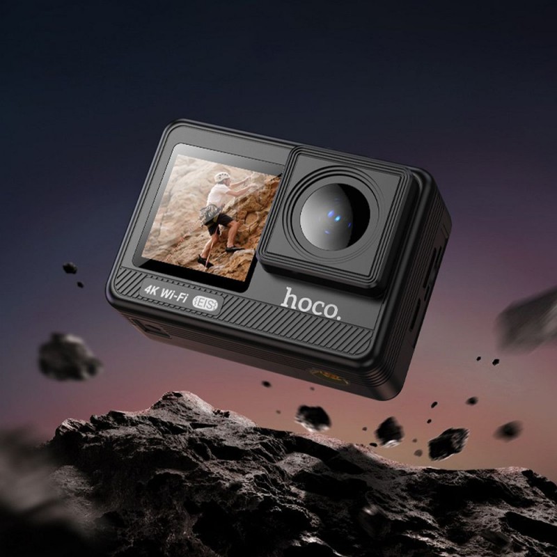 Action Camera Sports Hoco with Digital Displays 1.3" + 2" Anti-Shake IPS 4K DV102 Black