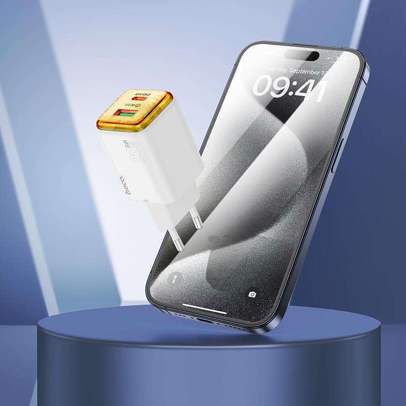 Φορτιστής Ταξιδιού Hoco N52 Moonspoon USB-C & USB White