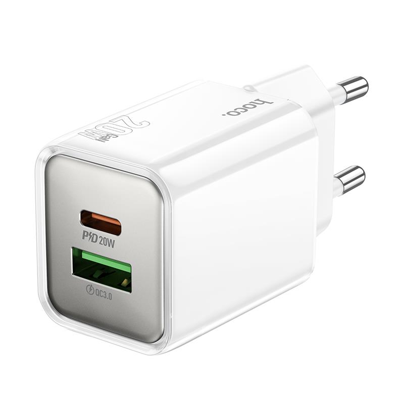 Φορτιστής Ταξιδιού Hoco N46 Glorious USB-C & USB PD20W White