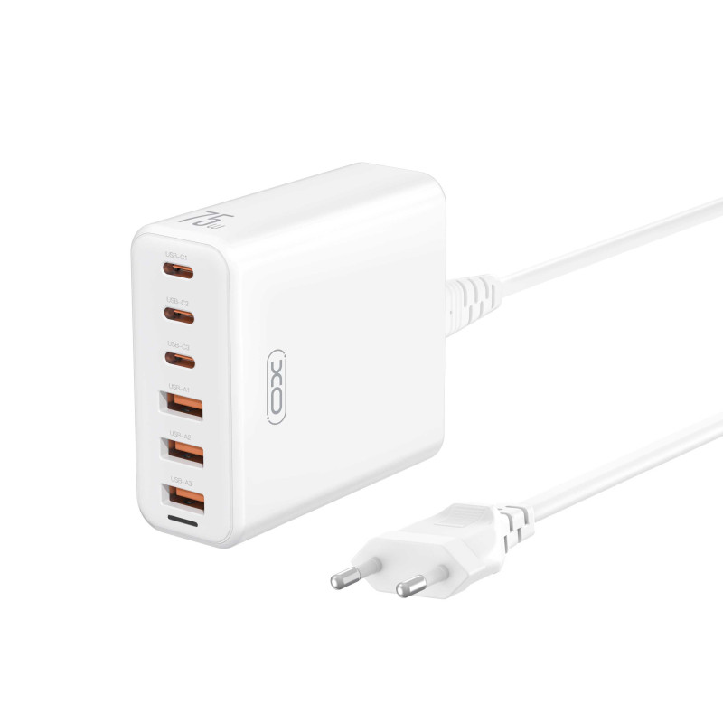 Φορτιστής Desktop XO L133 75W GAN 3xUSB-A & 3xType-C