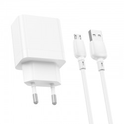 Φορτιστής Borofone Wall Charger BN15 2XUSB 2.4A & Καλώδιο USB TO Micro USB White