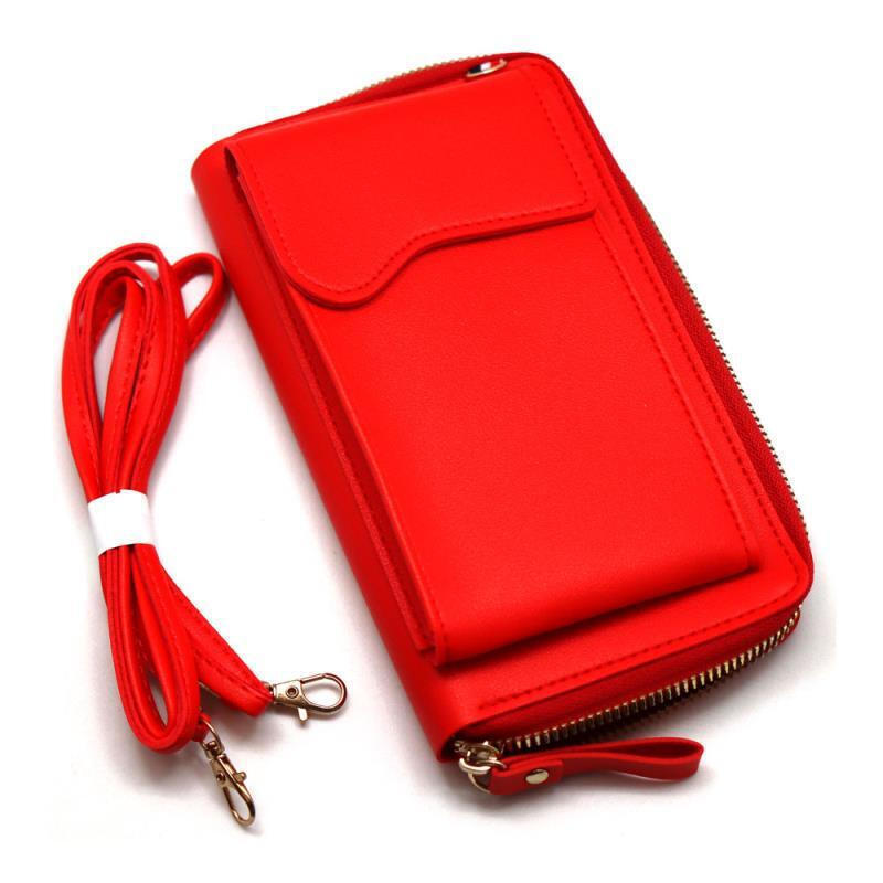 Τσάντα Crossbody Leather Wallet Universal Phone Bag Red
