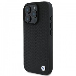 Θήκη BMW Sign Leather Diamond Metal Logo Magsafe Case for iPhone 16 Pro Max (6.7") Black